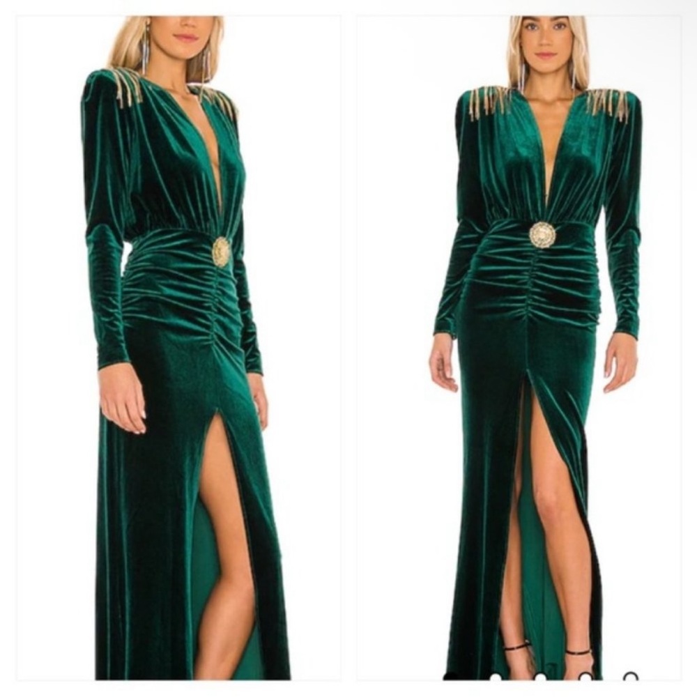 Bronx and Banco Margot Elegant Green Velvet Dress